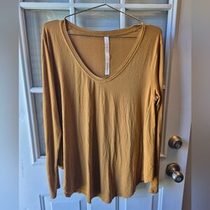 Lululemon Athletica Silk Blend Modal Mustard Relaxed Long Sleeve Tee